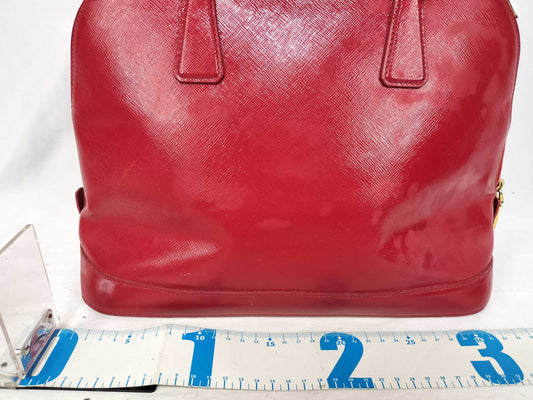 PRADA ID-Prada Patent Leather Red Saffiano Lux 30cm #180 Hand Bags GHW Handbag