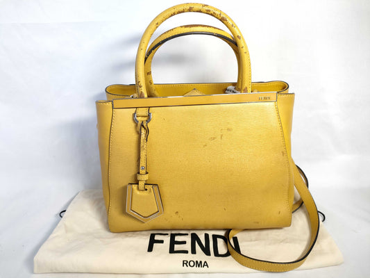 FENDI ID-Fendi Leather Yellow Saffiano 25cm #8BH253-D7E-158-8241 Hand Bags SHW Handbag