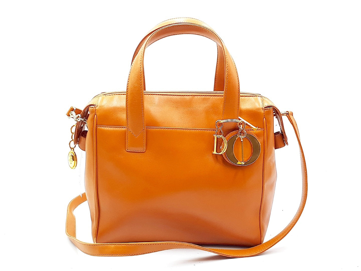 Dior 2-way leather handbag with strap and gold hardware