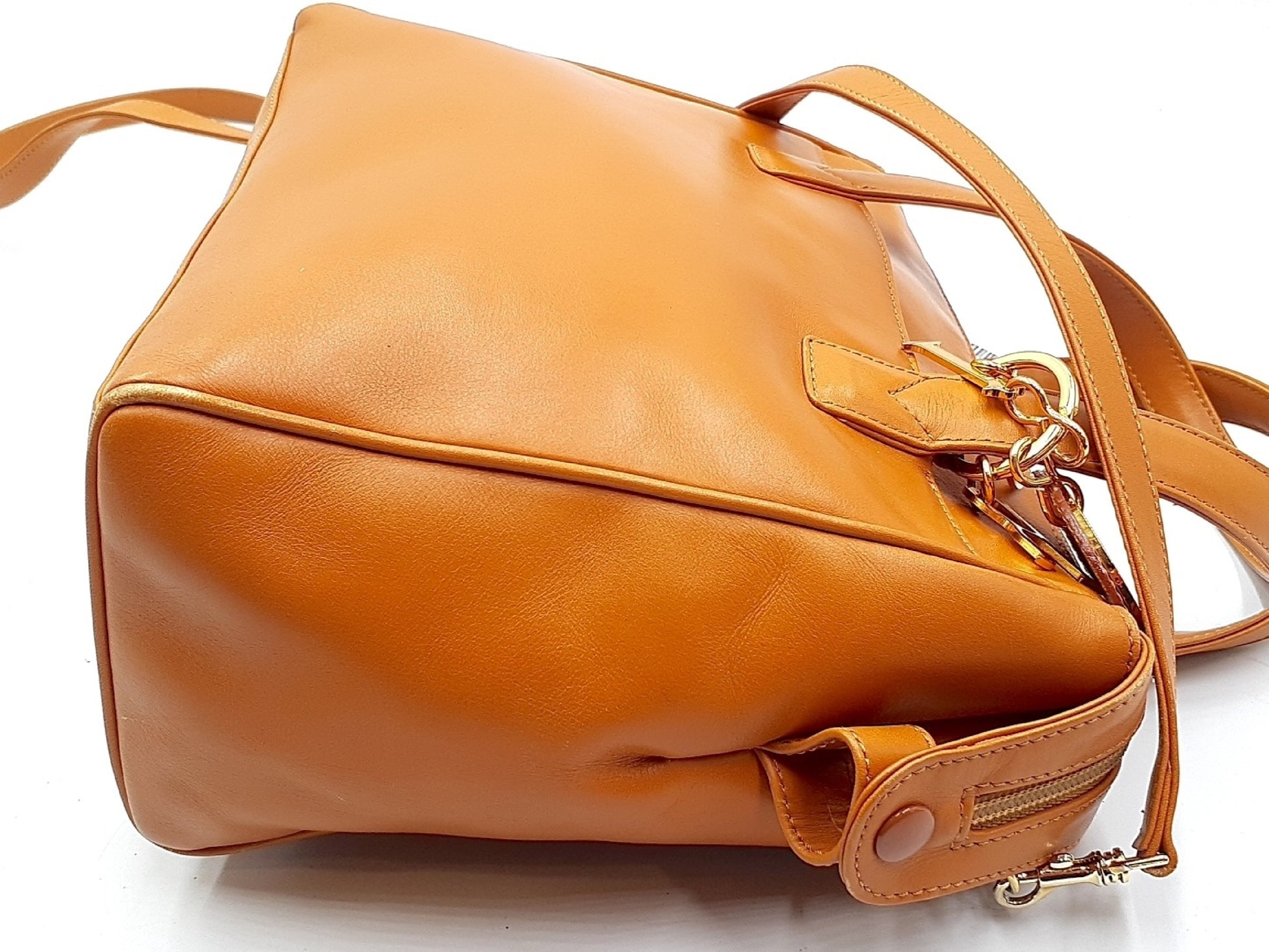 Dior 2-way leather handbag with strap and gold hardware