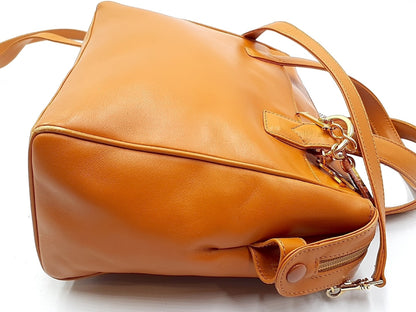 Dior 2-way leather handbag with strap and gold hardware