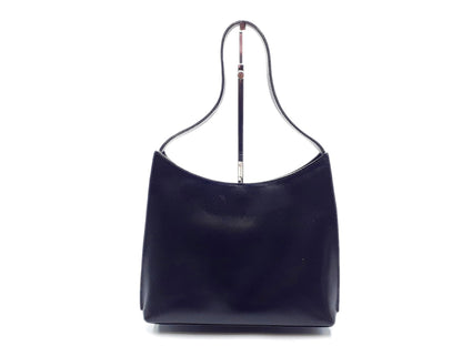 GUCCI Leather Hand Shoulder Bag, Black with Silver Hardware, 001 3124