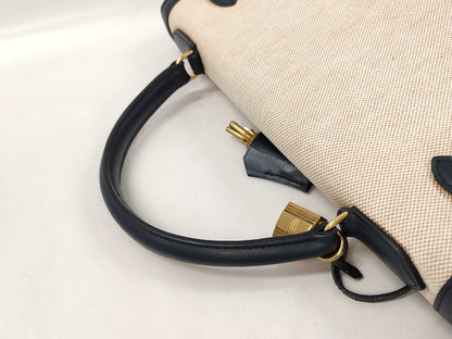 HERMES Kelly 32 Toile H Handbag