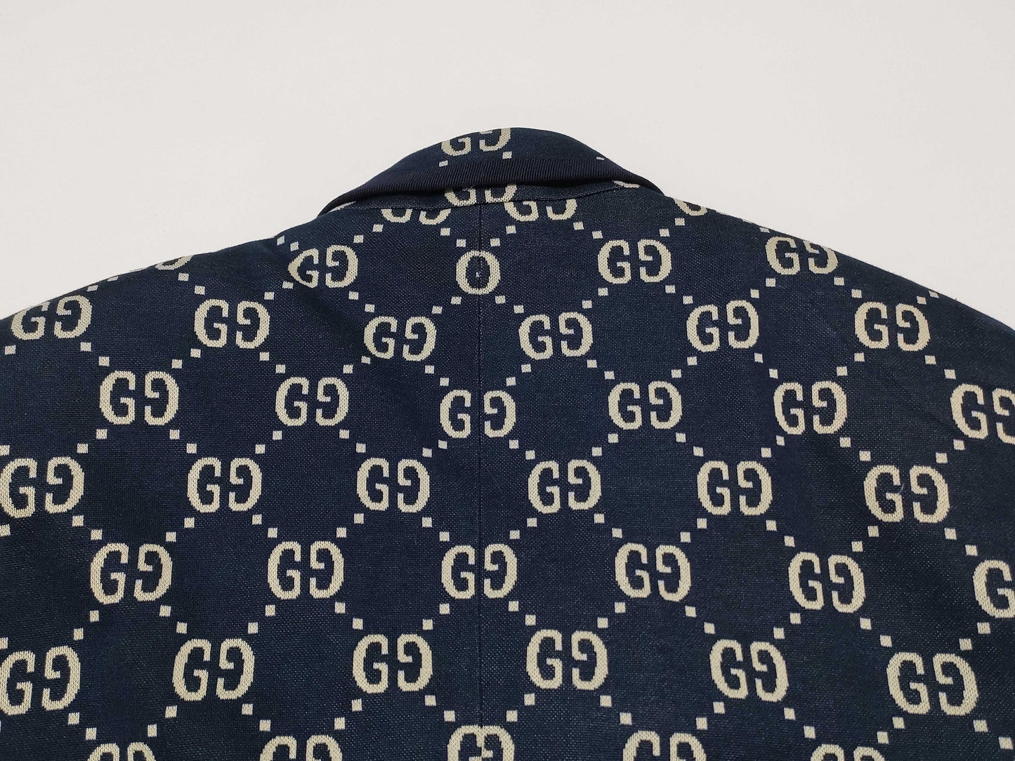 GUCCI Men's Navy GG Logo Tailored Jacket, Size XL, Excellent Condition, Unused
