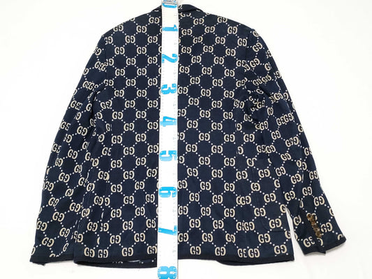 GUCCI Men's Navy GG Logo Tailored Jacket, Size XL, Excellent Condition, Unused