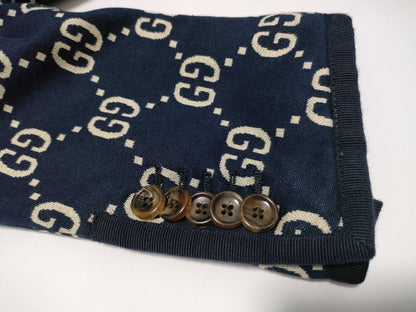 GUCCI Men's Navy GG Logo Tailored Jacket, Size XL, Excellent Condition, Unused