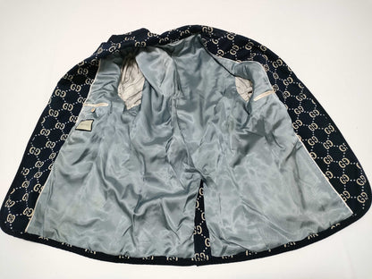 GUCCI Men's Navy GG Logo Tailored Jacket, Size XL, Excellent Condition, Unused
