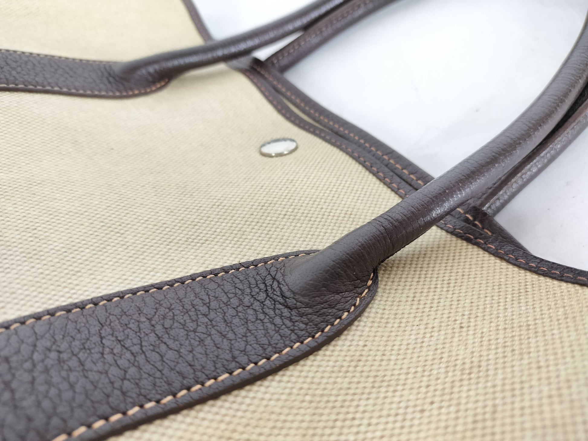 HERMES Garden Party PM Canvas Tote Bag in Ivory with V Stamp