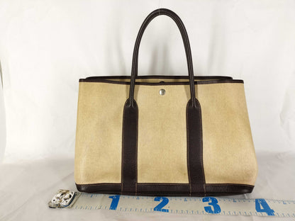 HERMES Garden Party PM Canvas Tote Bag in Ivory with V Stamp