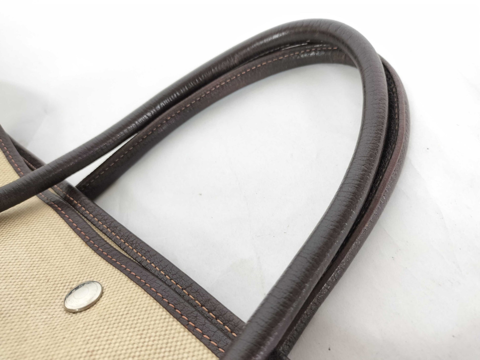 HERMES Garden Party PM Canvas Tote Bag in Ivory with V Stamp