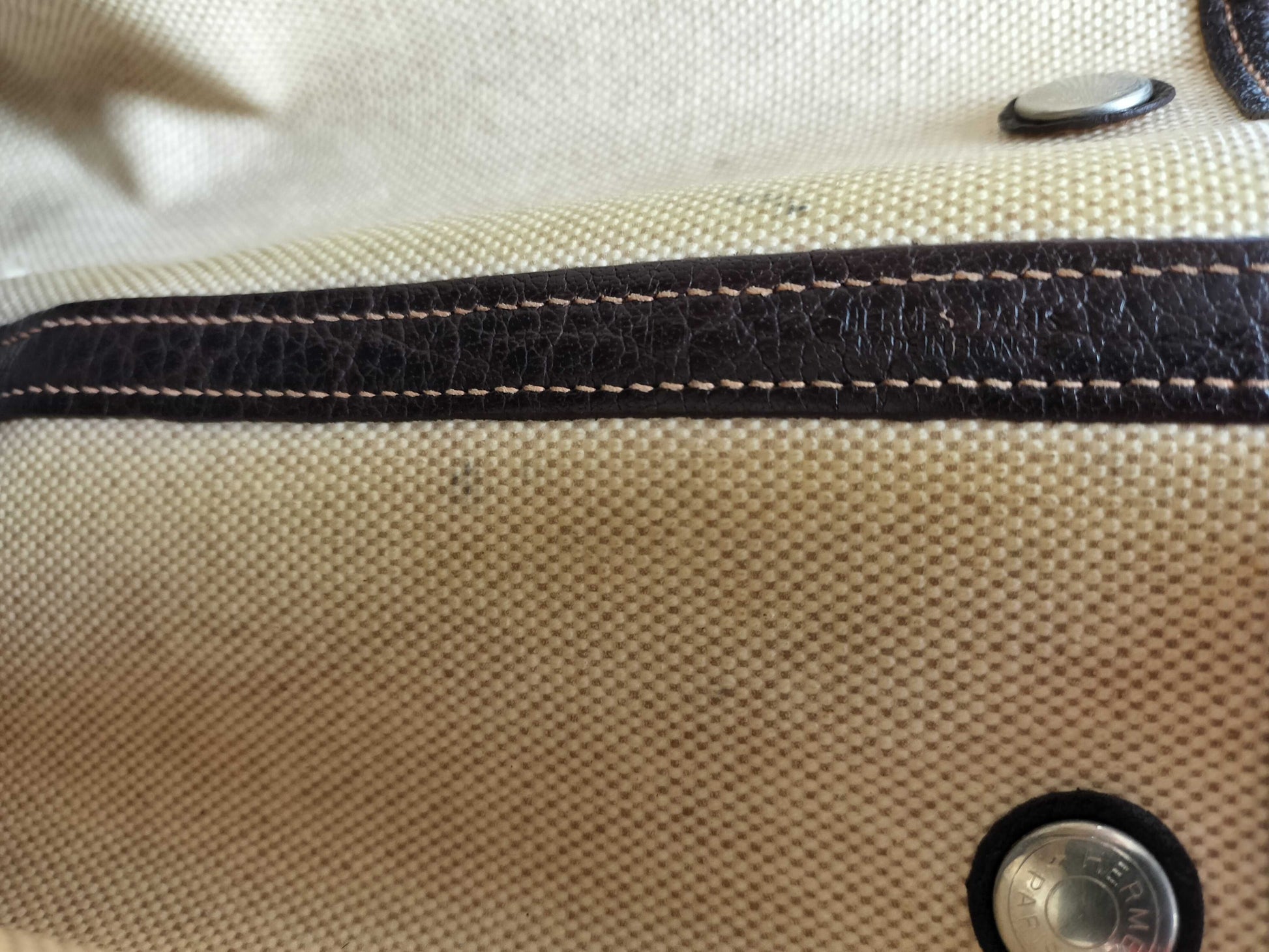 HERMES Garden Party PM Canvas Tote Bag in Ivory with V Stamp