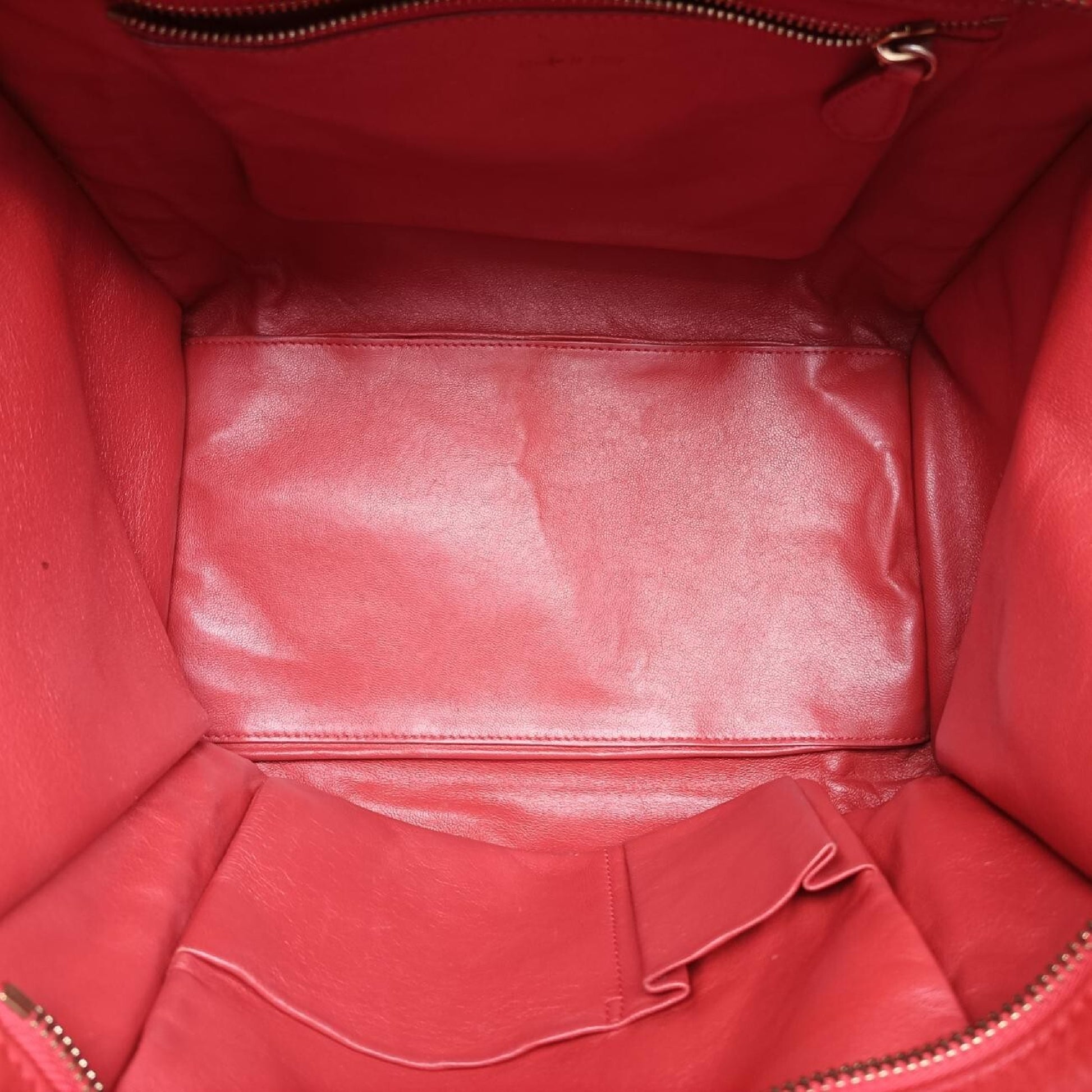 CELINE Luggage Mini Shopper Red Leather F-UP-0181 Handbag