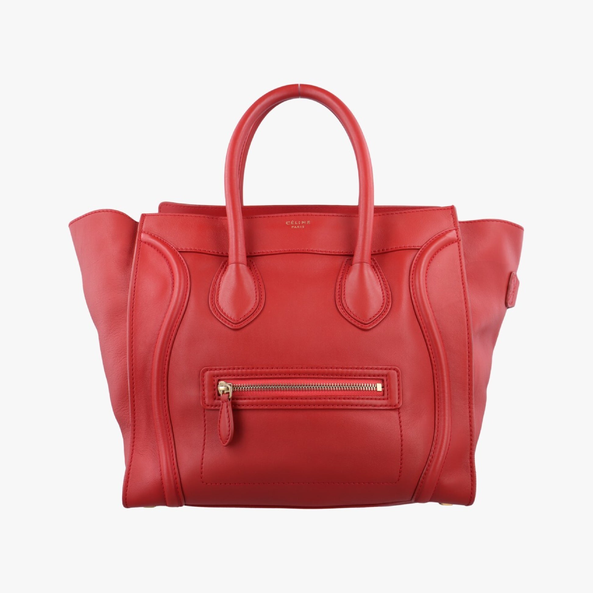 CELINE Luggage Mini Shopper Red Leather F-UP-0181 Handbag