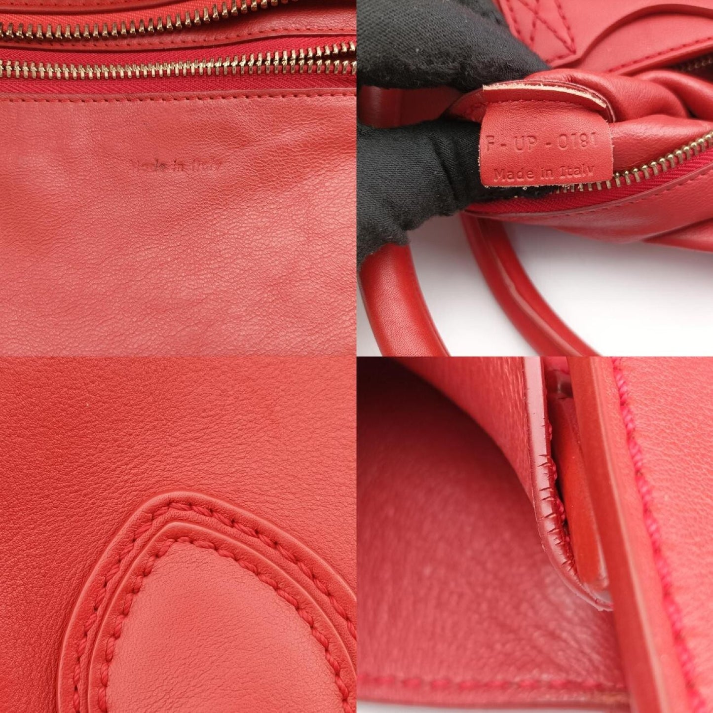 CELINE Luggage Mini Shopper Red Leather F-UP-0181 Handbag
