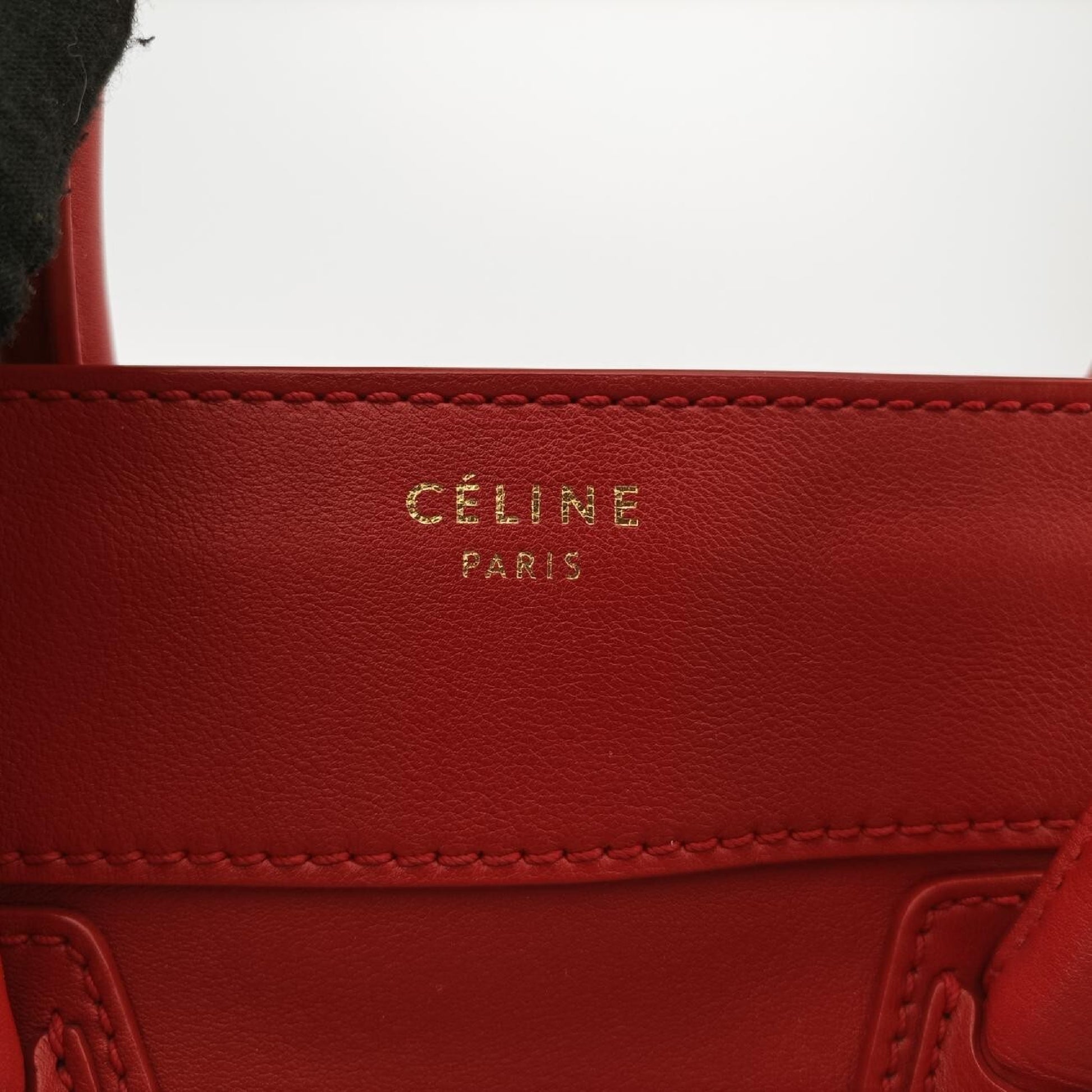 CELINE Luggage Mini Shopper Red Leather F-UP-0181 Handbag