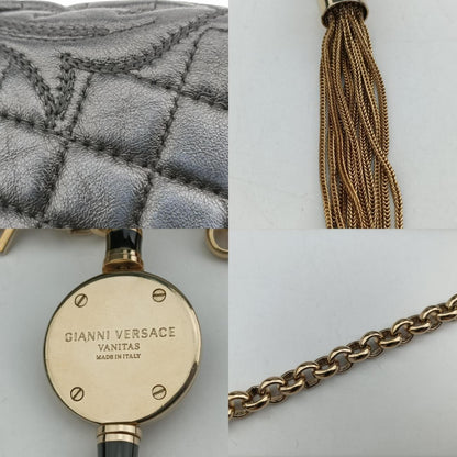 VERSACE Medusa Charm Vanitas Black Leather Shoulder Bag