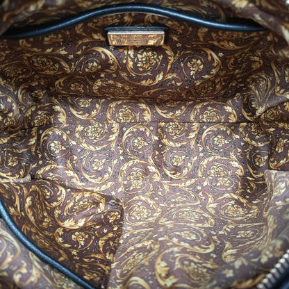 VERSACE Medusa Charm Vanitas Black Leather Shoulder Bag