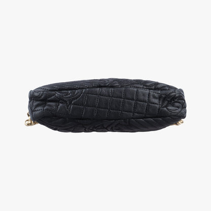 VERSACE Medusa Charm Vanitas Black Leather Shoulder Bag