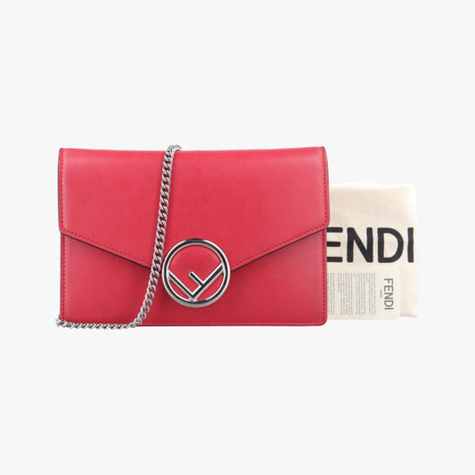 FENDI F Is Red Leather Shoulder Bag 8BS0068BS006 A386 188-8241