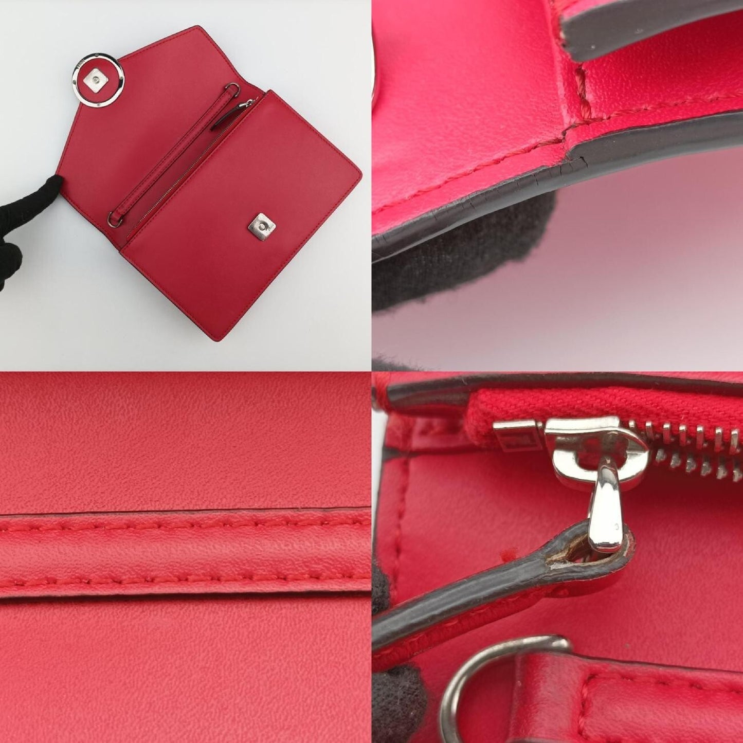 FENDI F Is Red Leather Shoulder Bag 8BS0068BS006 A386 188-8241