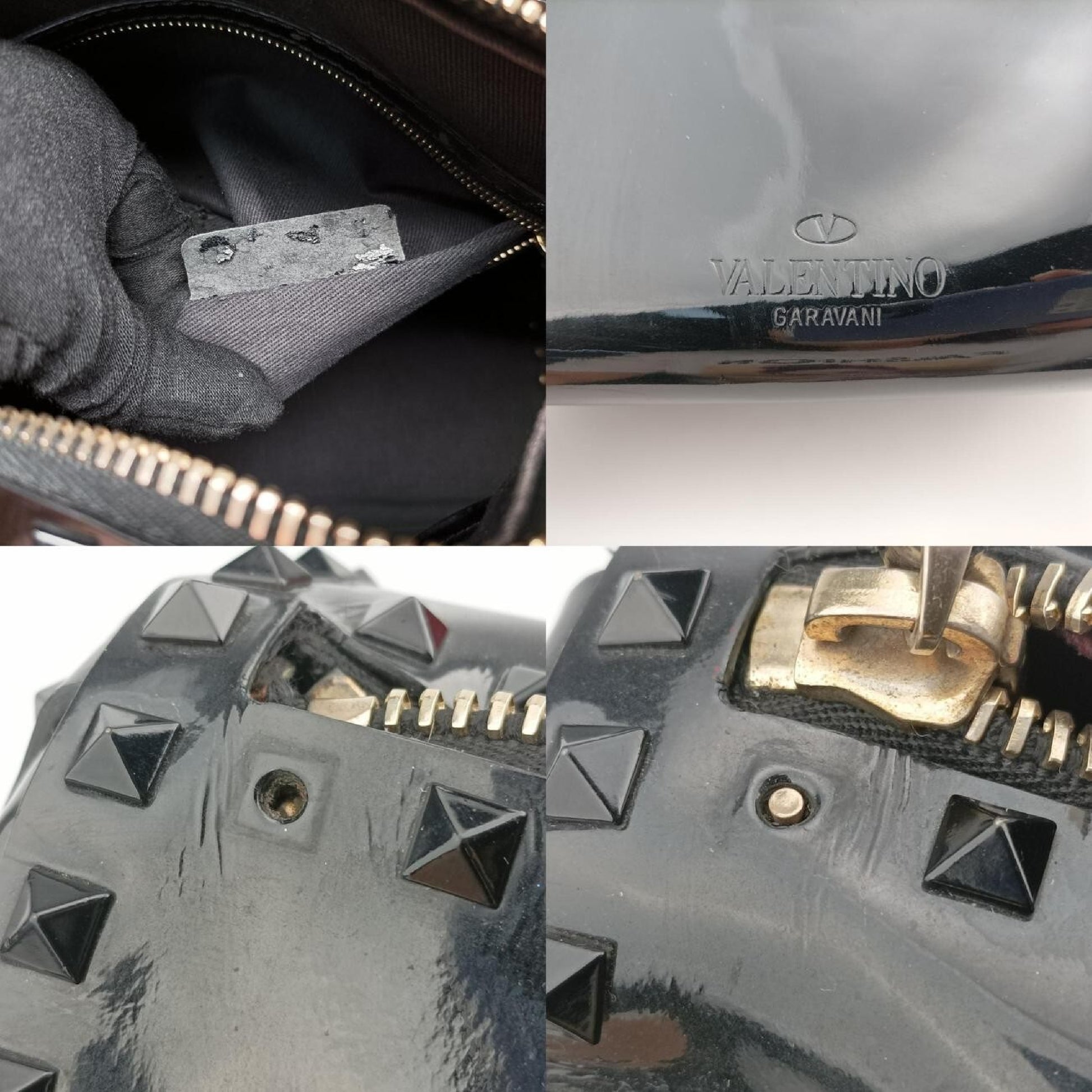 VALENTINO Rockstud Black Patent Shoulder Bag 