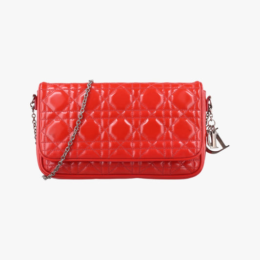 Dior Lady Dior Cannage Orange Patent 02-LUA-1110 Shoulder Bag