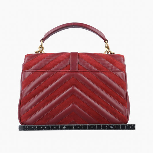 Yves Saint Laurent College Red Suede and Leather Shoulder Bag 428056ARS428056.0517