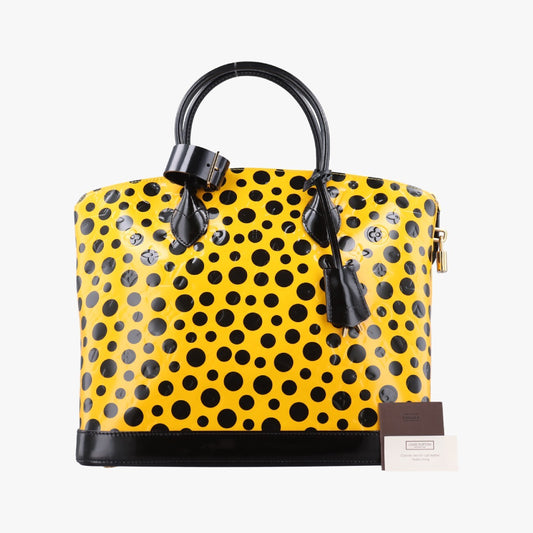LOUIS VUITTON Dot Infinity Lockit MM Yayoi Kusama Jaune x Black Vernis M91398FL2122 Handbag