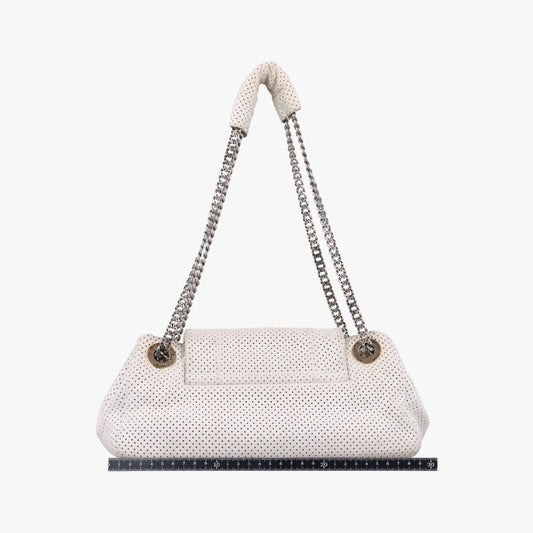 CHANEL 2.55 Perforated White Lambskin Shoulder Bag A3756112074055
