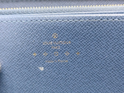 LOUIS VUITTON Monogram Denim Zippy Wallet, Blue, Round Zipper, Long Wallet