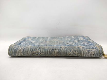 LOUIS VUITTON Monogram Denim Zippy Wallet, Blue, Round Zipper, Long Wallet
