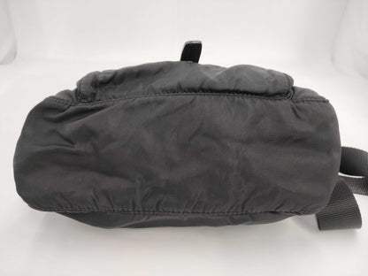 PRADA Prada Triangle Plaque Logo Black Nylon and Leather Shoulder Bag