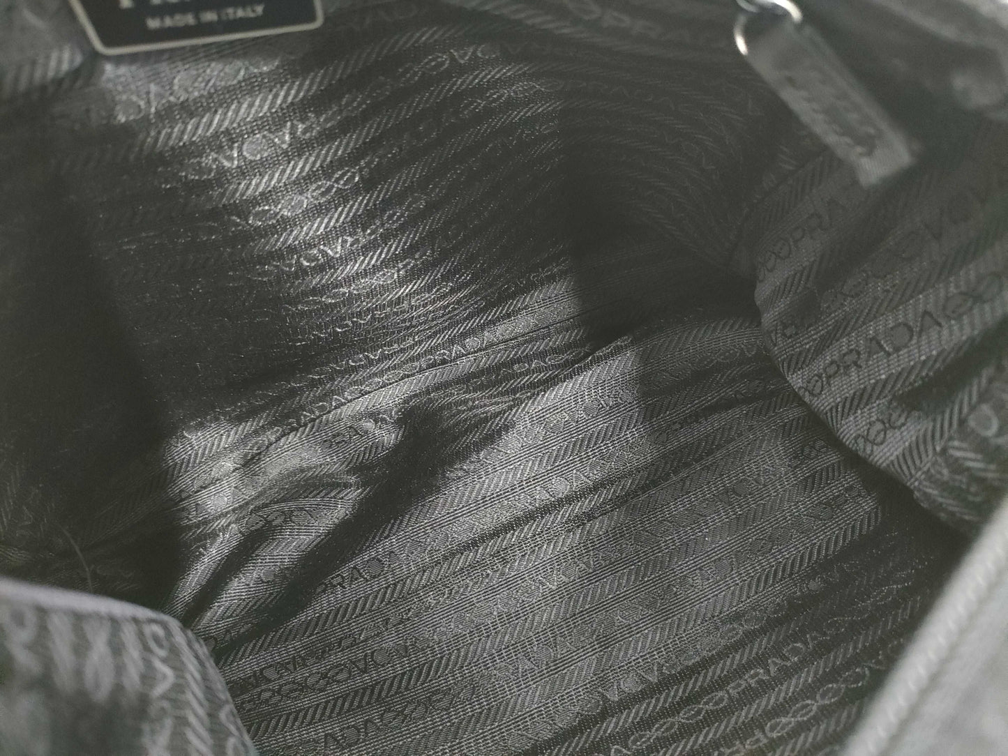 PRADA Prada Triangle Plaque Logo Black Nylon and Leather Shoulder Bag