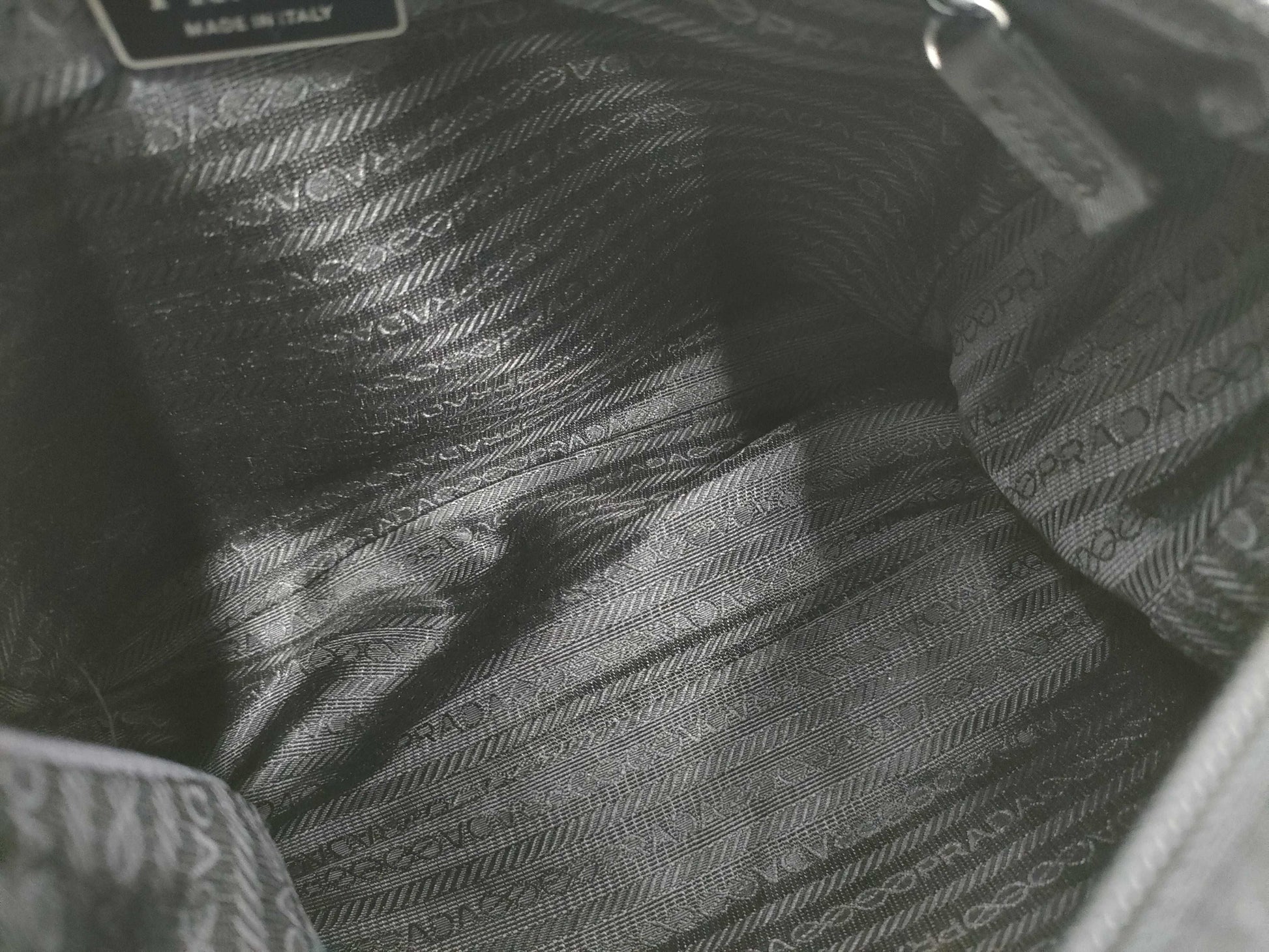 PRADA Prada Triangle Plaque Logo Black Nylon and Leather Shoulder Bag