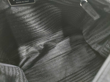 PRADA Prada Triangle Plaque Logo Black Nylon and Leather Shoulder Bag