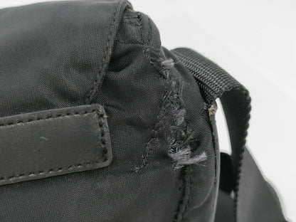 PRADA Prada Triangle Plaque Logo Black Nylon and Leather Shoulder Bag