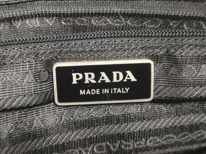 PRADA Prada Triangle Plaque Logo Black Nylon and Leather Shoulder Bag
