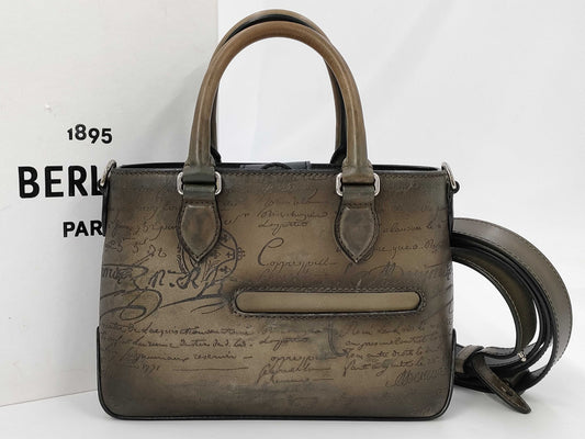 Berluti Toujours Gulliver Shoulder Mini Tote Handbag Calligraphy Handbag