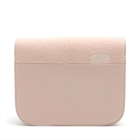 CELINE Classic Box Leather and Harako Shoulder Bag Pink