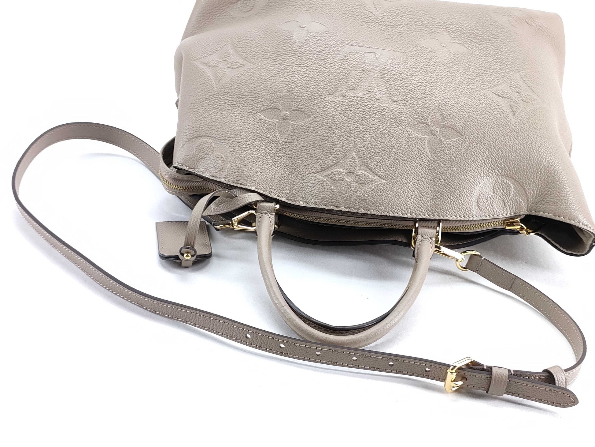 LOUIS VUITTON M45833 Monogram Empreinte Grand Palais MM M45833 Beige RFID Enabled Tote Bag