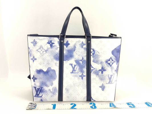 LOUIS VUITTON M45755 Monogram Watercolor Weekend Tote GM M45755 White x Navy RFID Enabled Tote Bag
