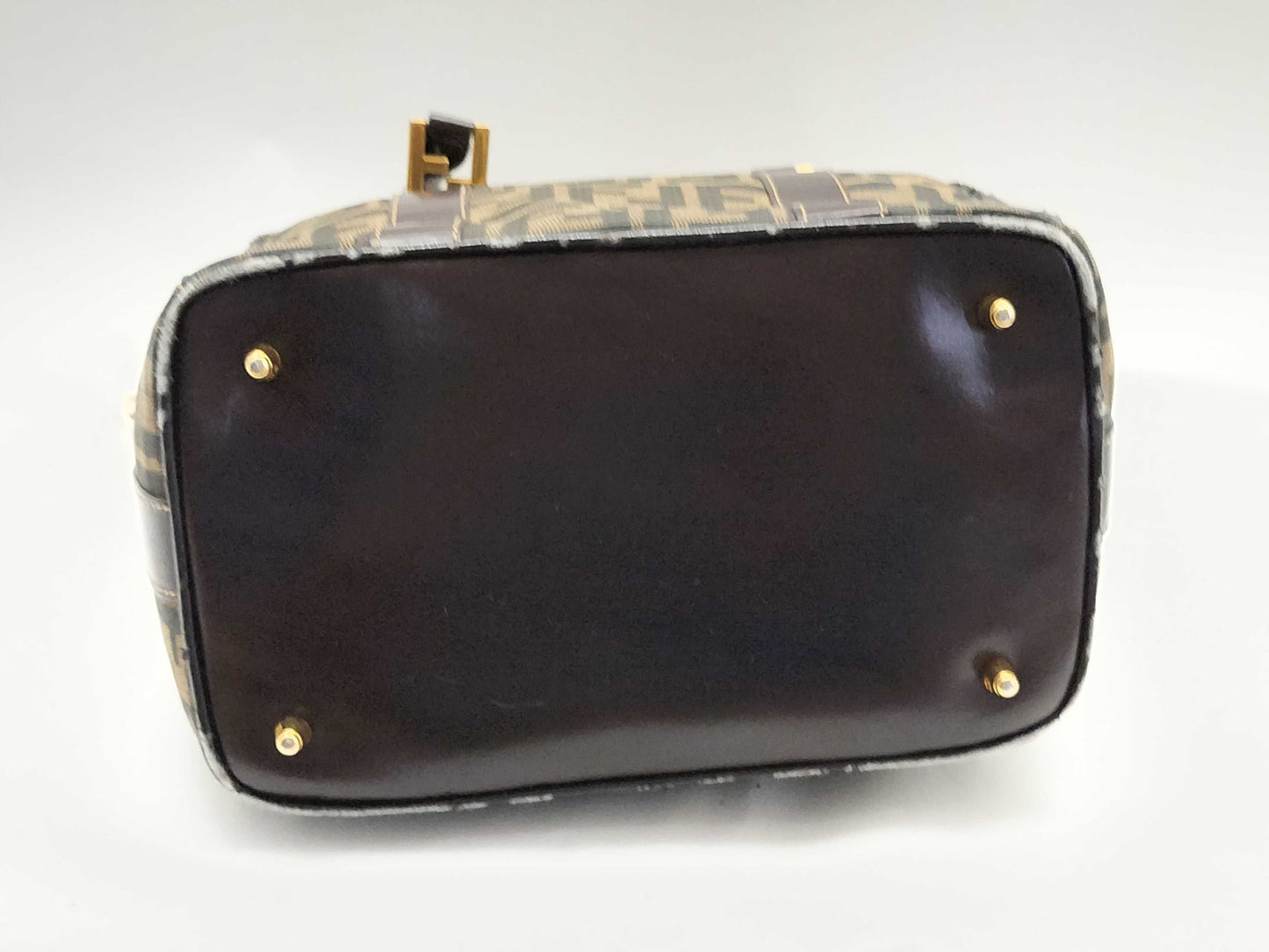 FENDI Zucca Canvas 2-Way Handbag Khaki x Black