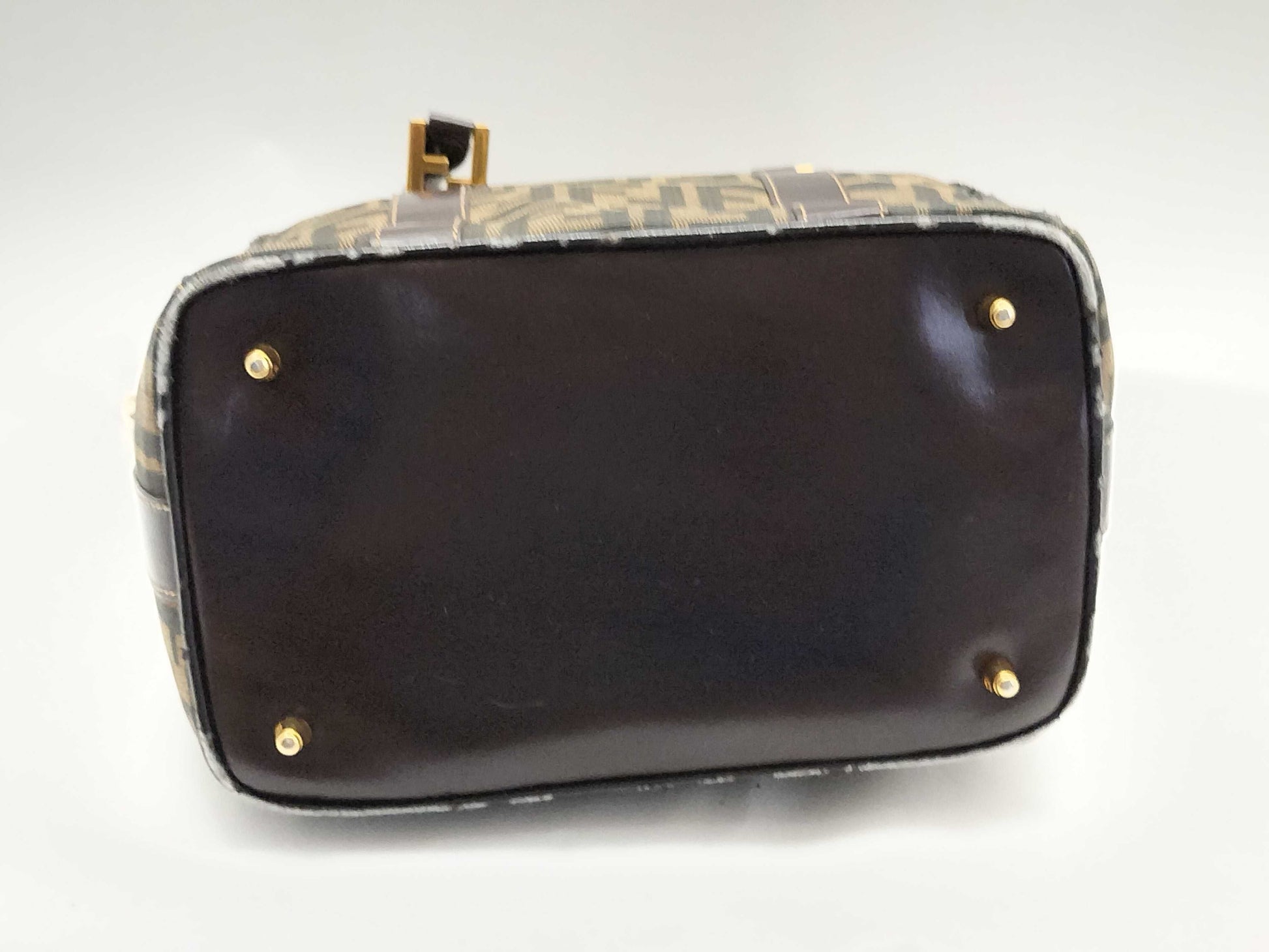 FENDI Zucca Canvas 2-Way Handbag Khaki x Black