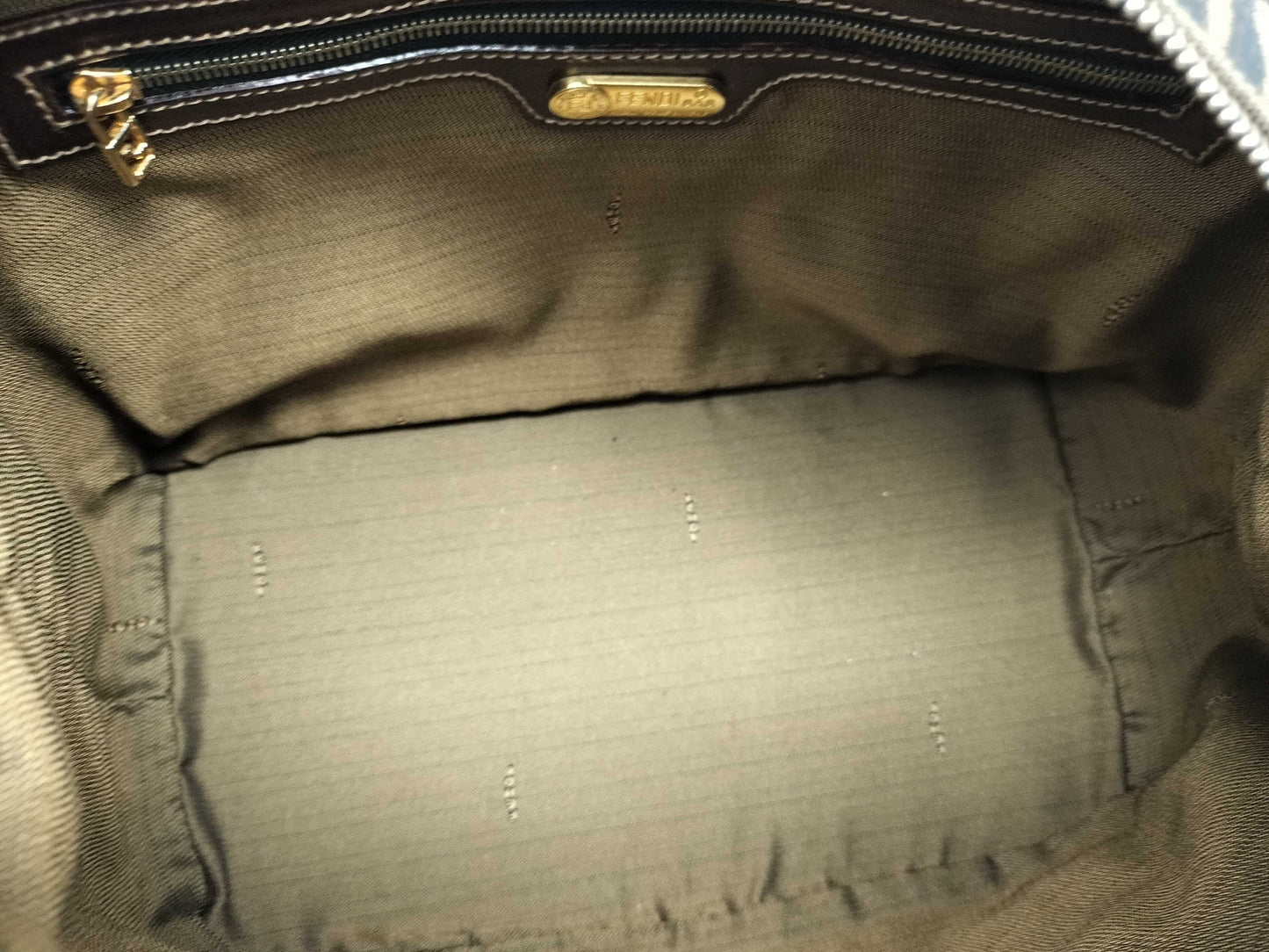 FENDI Zucca Canvas 2-Way Handbag Khaki x Black
