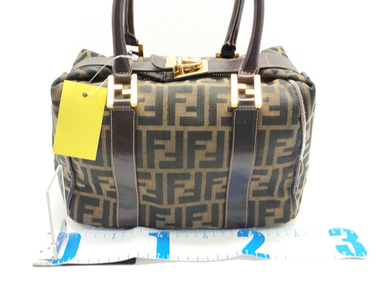 FENDI Zucca Canvas 2-Way Handbag Khaki x Black