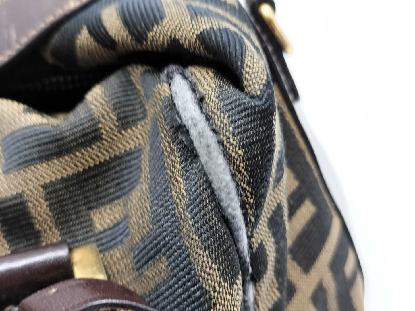 FENDI Zucca Canvas 2-Way Handbag Khaki x Black