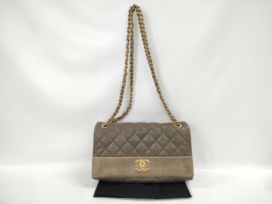 CHANEL Shoulder Bag, GP Hardware, Lambskin, Gray, Shoulder Bag