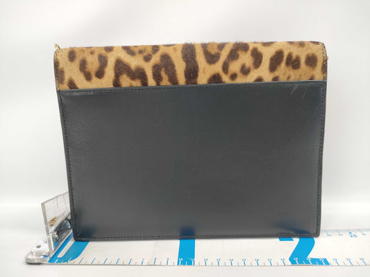 SAINT LAURENT 532750 Cassandra Shoulder Bag in Harako/Leather and Leopard Print/Black