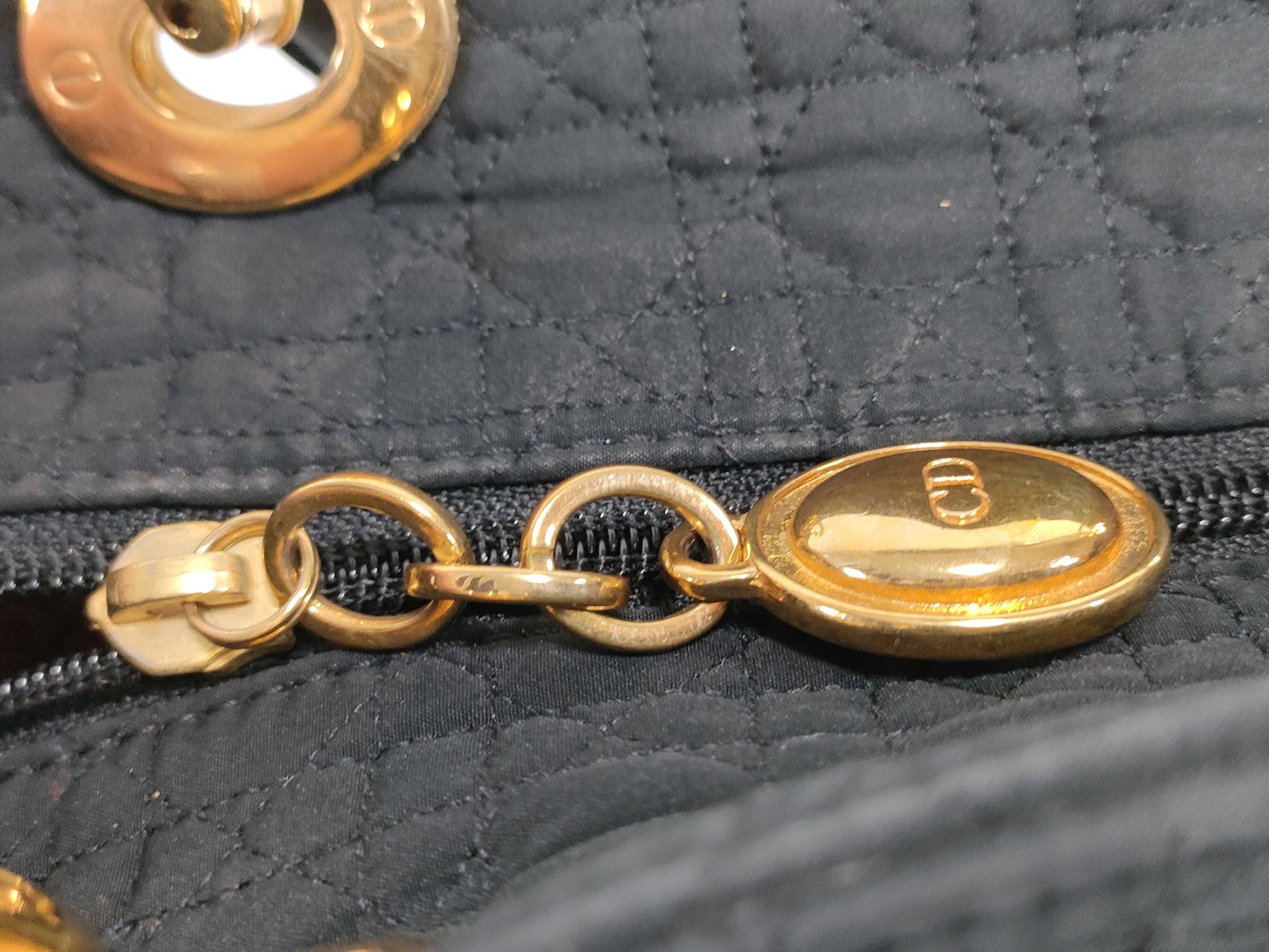 Dior Lady Dior Large Nylon Black Handbag