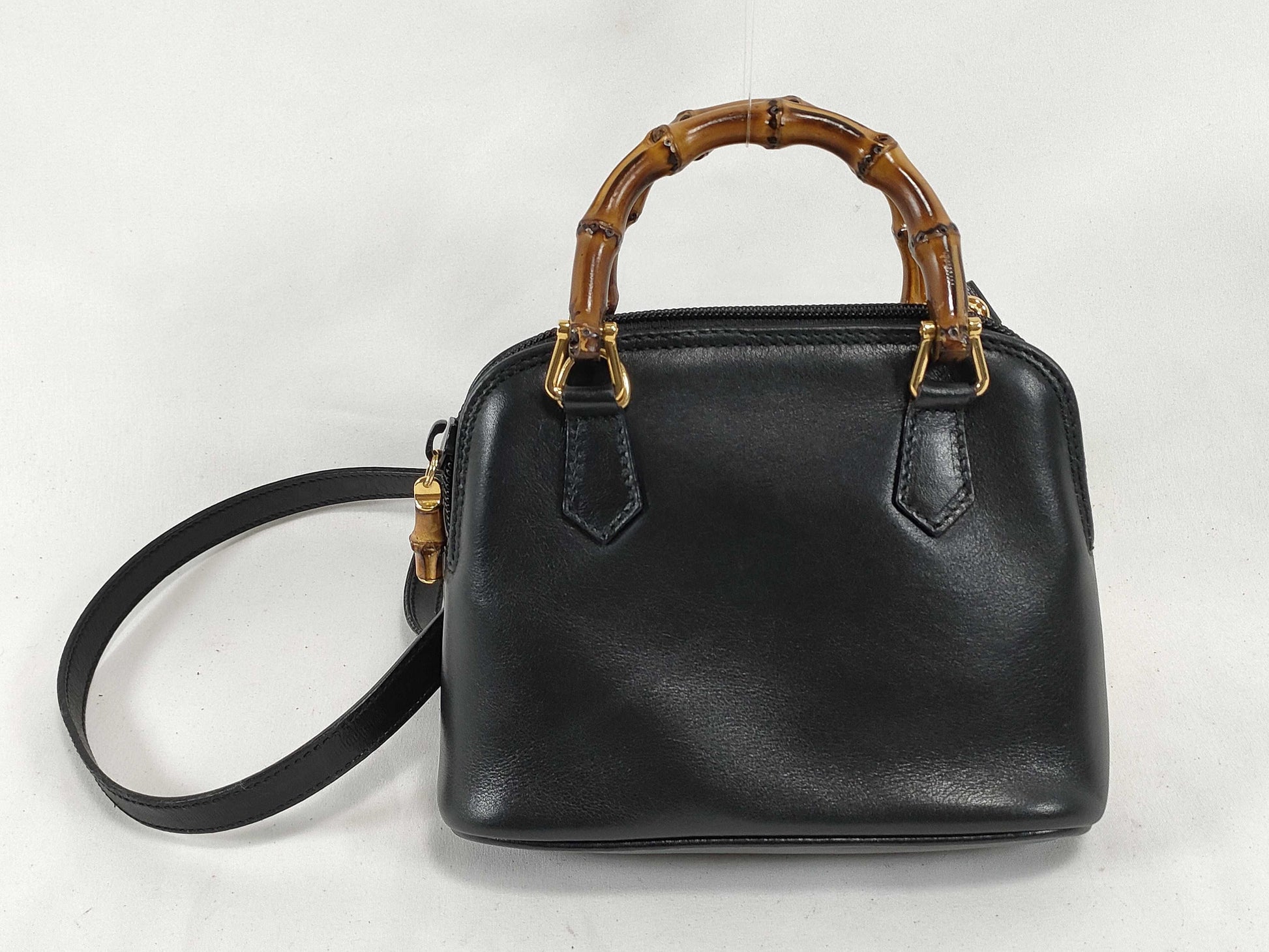 GUCCI Bamboo 007.2865.0231 Bamboo 2-Way Handbag in Black Leather